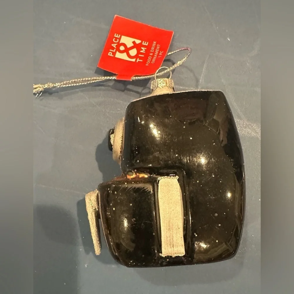 Rare Glittery Air fryer blown glass Christmas tree ornament